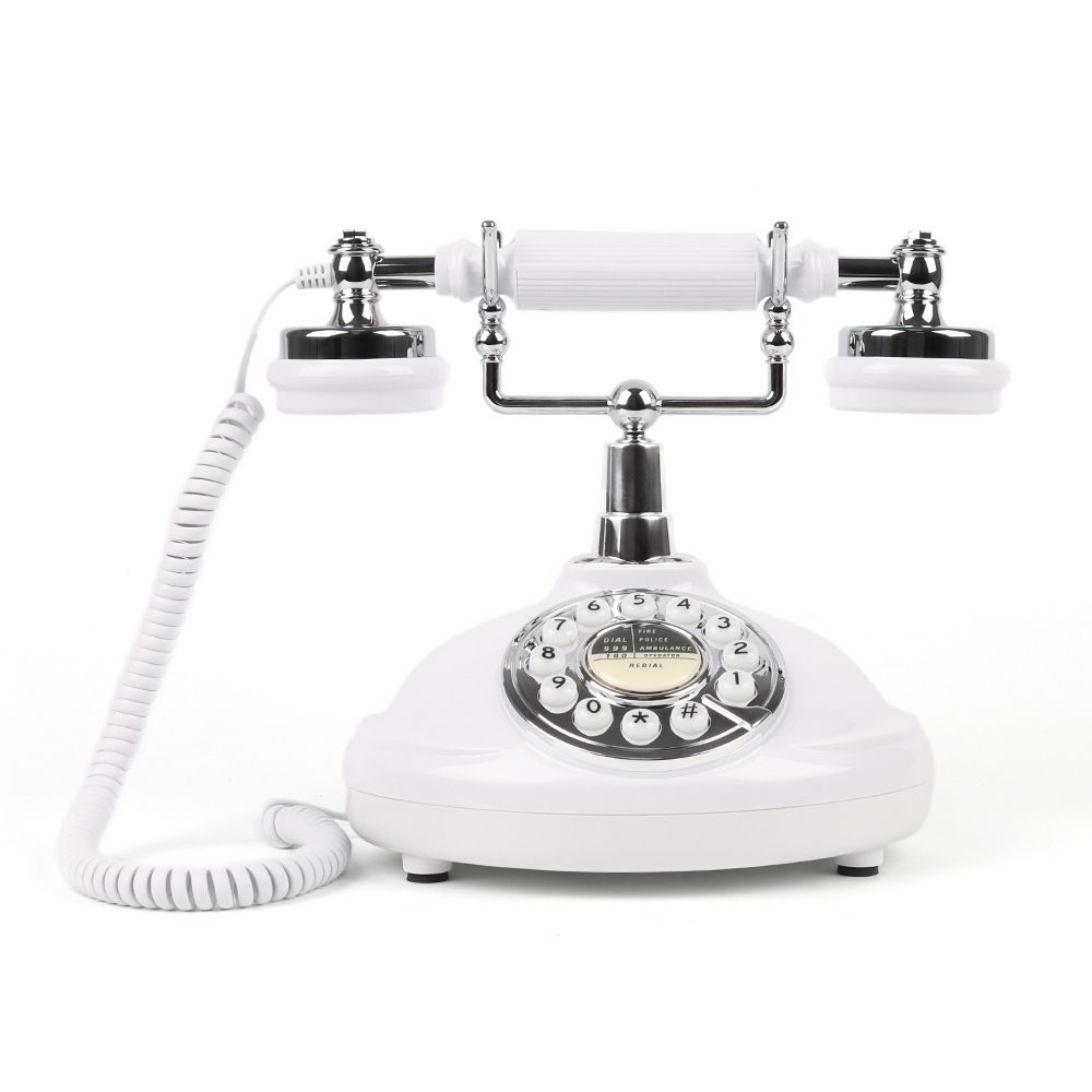 European Retro Desktop Phone: Classic design meets modern utility, perfect for home and office, reviving elegant call moments.(White button)