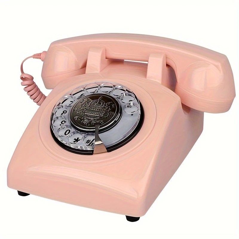 Light Luxury Retro European Telephone: Royal court-style design, eco-friendly ABS material, free from digital distractions, perfect for home and office, returning to pure communication.PINK