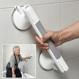 Drill-free Suction Cup Safety Grab Bar – Dual Suction Cup Vacuum Adsorption, Load Capacity 120kg, Red and Green Indicator Light for Visual Safety, Anti-slip Handle for Multi-scenario Use