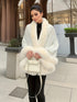 Imitation Mink Collar Knit Shawl: Autumn/Winter Retro Cape, Elegant, Versatile, and Flattering(WHITE)