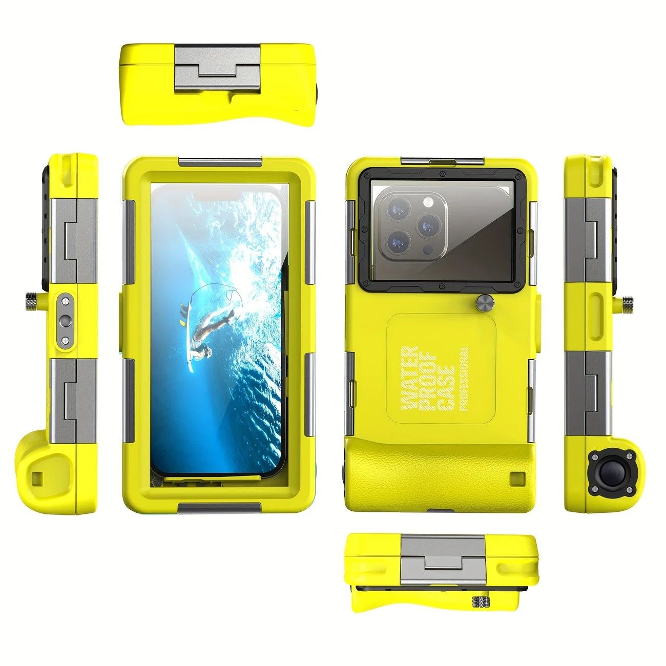 15m Waterproof Phone Case for Diving & Surfing - 1 Hour Underwater Shooting, Dual Seal, Zinc Alloy Buckle, Fits iPhone Samsung Xiaomi up to 6.9 Inch(yellow+black)