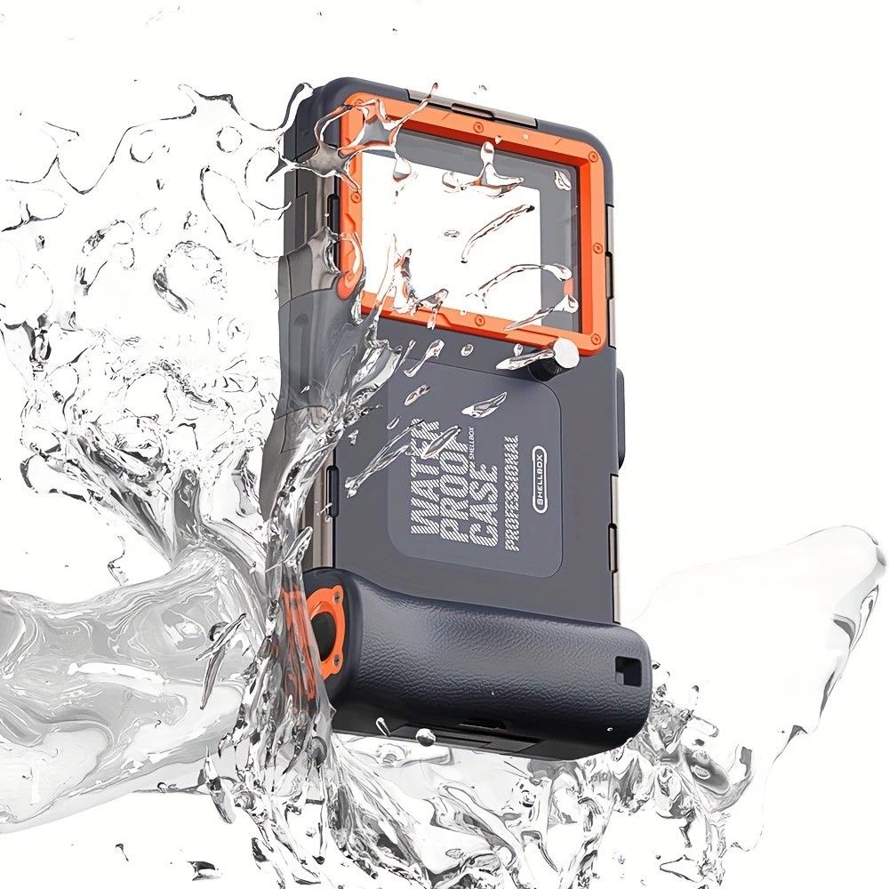 15m Waterproof Phone Case for Diving & Surfing - 1 Hour Underwater Shooting, Dual Seal, Zinc Alloy Buckle, Fits iPhone Samsung Xiaomi up to 6.9 Inch(blue+orange)