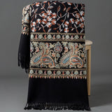 European-American Style Auspicious Embroidered Shawl Scarf, High-End Autumn & Winter Warm Outfit(claret)