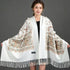 European-American Style Auspicious Embroidered Shawl Scarf, High-End Autumn & Winter Warm Outfit(WHITE)