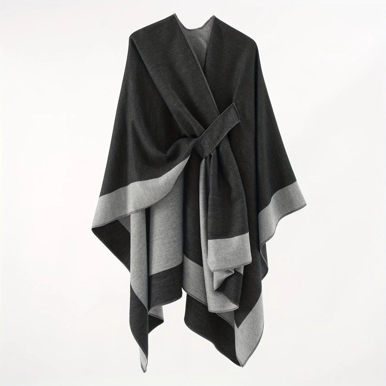 Solid Color Striped-Border Faux Cashmere Shawl Scarf, Minimalist Versatile Autumn Winter Warmth Elegant Accessory(Orange)