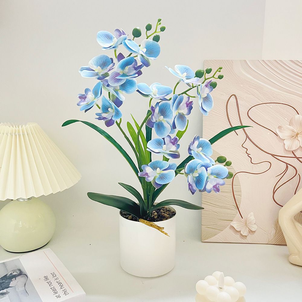 Artificial Moth Orchid Potted Plant, Bringing Natural Vitality into Your Home; Flowers Never Wilt, Staying Evergreen All Year Round./BLUE