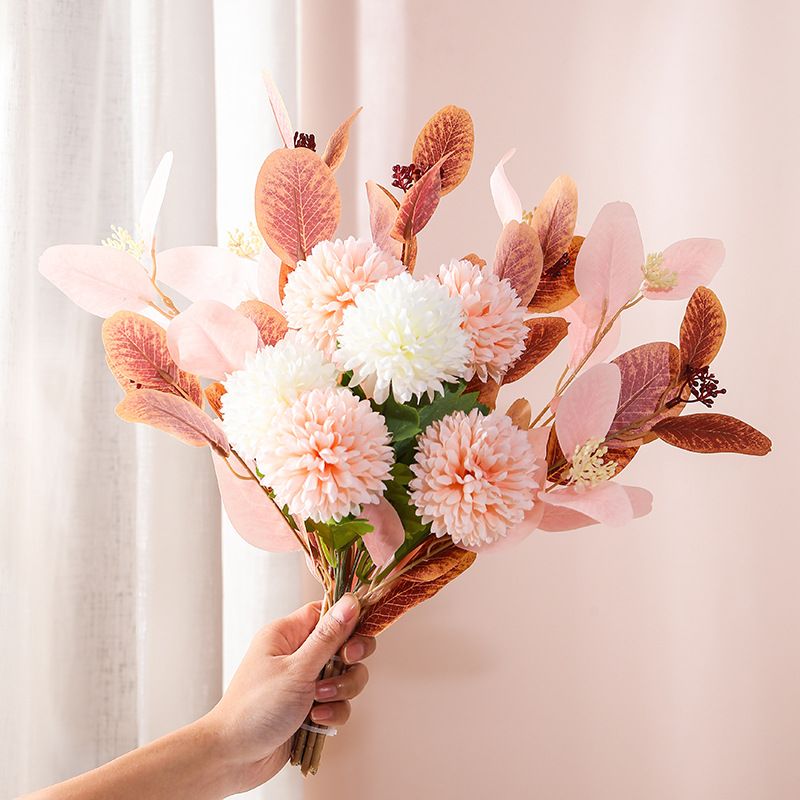 Small Fresh Artificial Hand Bouquet, handmade silk flowers soft and realistic, no watering needed for hassle-free care, multiple colors available to brighten up your home space.(Pink floral bouquet)
