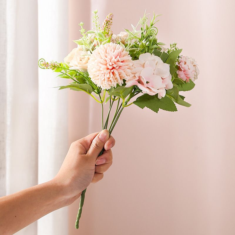Small Fresh Artificial Hand Bouquet, handmade silk flowers soft and realistic, no watering needed for hassle-free care, multiple colors available to brighten up your home space.(Pink rose bouquet)