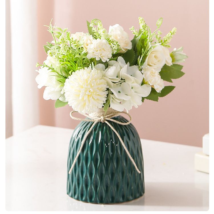 Small Fresh Artificial Hand Bouquet, handmade silk flowers soft and realistic, no watering needed for hassle-free care, multiple colors available to brighten up your home space.(Off-white rose bouquet)