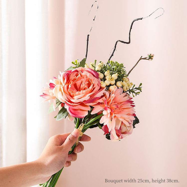 Small Fresh Artificial Hand Bouquet, handmade silk flowers soft and realistic, no watering needed for hassle-free care, multiple colors available to brighten up your home space.(Brilliant red bouquet of flowers)