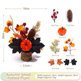 Autumn artificial mini potted plant, woven basket paired with sunflowers, pumpkins, and maple leaves, full and realistic petals, no maintenance required, adding warm autumn vibes to your home./32G model