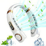 New Neck Hanging Fan Portable Mini USB Fan Personal Cooling Turbine Small Charging Quiet Lazy-Friendly.white