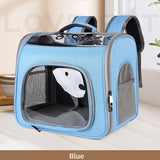 Pet Backpack Portable Transparent Foldable Comfort Design Hands-Free Travel for Cats Small Dogs(BLUE)