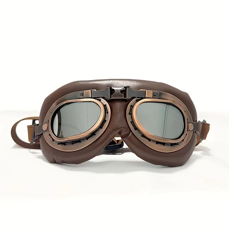 Retro Aviator Dog Goggles | Windproof & UV Protection Adjustable Foldable Sunglasses for Medium-Large Dogs(Bronze-silver lens)