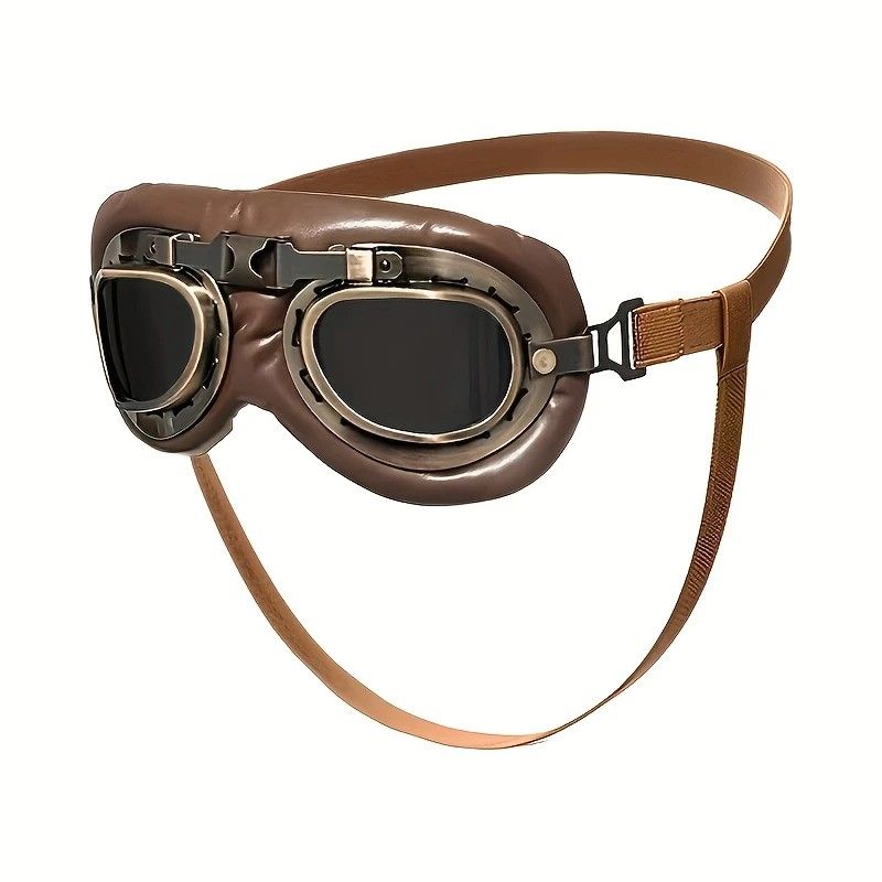 Retro Aviator Dog Goggles | Windproof & UV Protection Adjustable Foldable Sunglasses for Medium-Large Dogs(Bronze-black-gray lens)