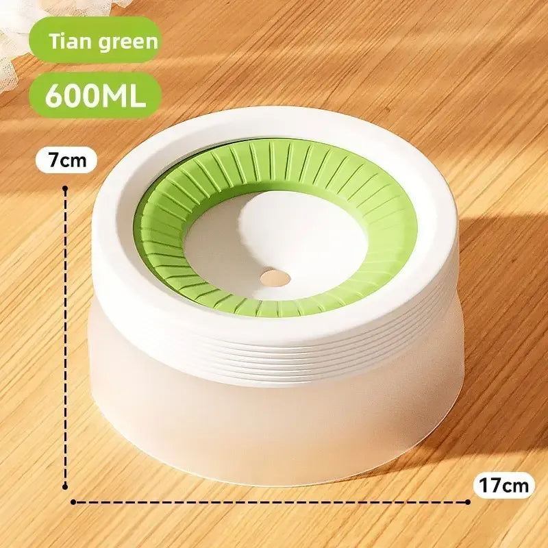 Pet Essential | Splash-Proof Non-Wet Mouth Water Bowl, Dogs and Cats Drink Freely and More Hygienically(Lime milk green 600ML)