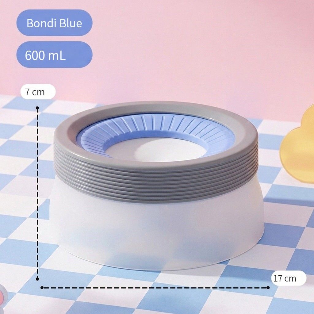 Pet Essential | Splash-Proof Non-Wet Mouth Water Bowl, Dogs and Cats Drink Freely and More Hygienically(Haiyan light blue 600ML)