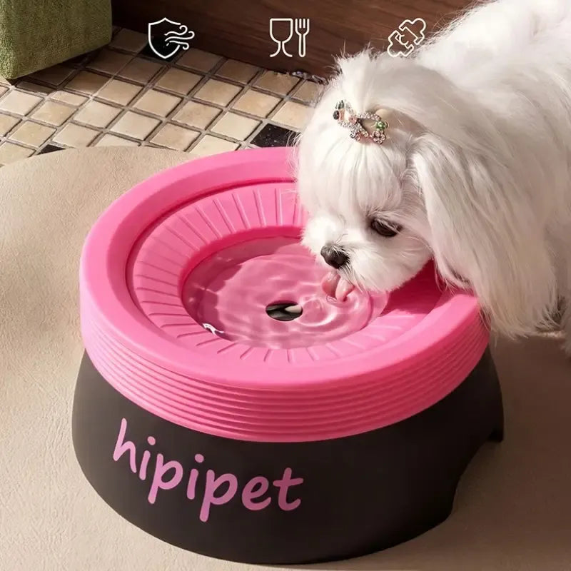 Pet Essential | Splash-Proof Non-Wet Mouth Water Bowl, Dogs and Cats Drink Freely and More Hygienically(Blackberry rose powder 1200ML)