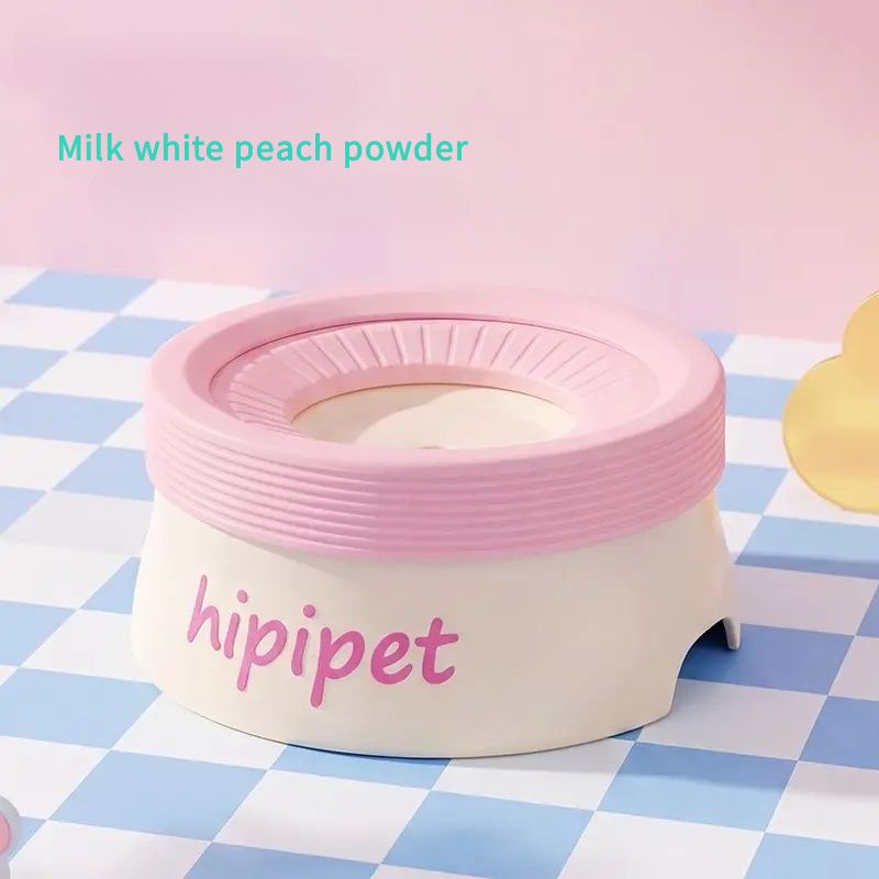 Pet Essential | Splash-Proof Non-Wet Mouth Water Bowl, Dogs and Cats Drink Freely and More Hygienically(Milk white peach powder ✪1200ML)