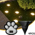 4PCS Dog Paw Solar Ground Light: Realistic paw print design, solar powered, auto on at night. Add warmth and charm to your garden pathway./Warm light
