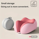 Pink Travel & Home Neck Pillow – Ergonomic, portable, perfect for sleep. Fits desks, cars, and long flights. Features slow rebound foam, washable cover.