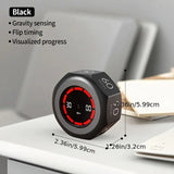 Flip to Start Timing, Efficiency Tool! 7 Presets + Visualized Progress, Gravity Sensor Timer, Universal for Study/Kitchen/Fitness/Baking（BLACK)