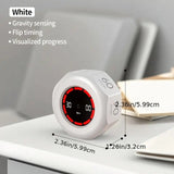 Flip to Start Timing, Efficiency Tool! 7 Presets + Visualized Progress, Gravity Sensor Timer, Universal for Study/Kitchen/Fitness/Baking(WHITE)