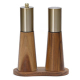 Salt and Pepper Grinder Set with Wooden Base Stainless Steel Manual Salt and Pepper Mills Adjustable Coarseness for Kitchen BBQ Picnic.golden
