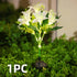 Seven Branch Solar Lily Light: Charges during the day, glows at night. Seven lilies bloom together, soft light flows like water through your garden./white