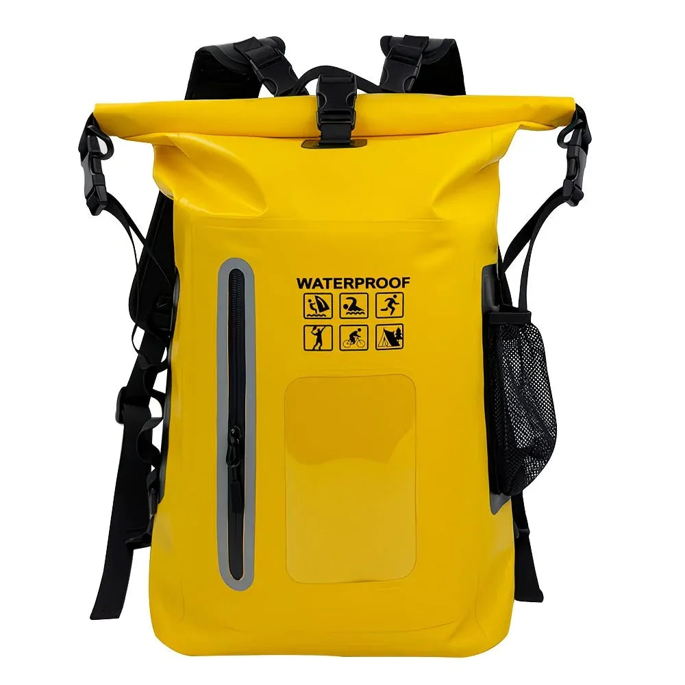 6.6 Gallon Outdoor Backpack, Detachable Shoulder Straps, Transparent Window & Buckle Clips, Suitable for Hiking, Beach Sports, Trekking and Rowing, Green, Portal Adventure Gear(YELLOW)