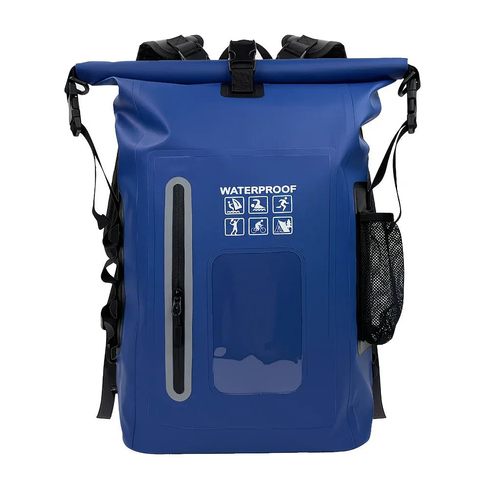 6.6 Gallon Outdoor Backpack, Detachable Shoulder Straps, Transparent Window & Buckle Clips, Suitable for Hiking, Beach Sports, Trekking and Rowing, Green, Portal Adventure Gear(dark blue)