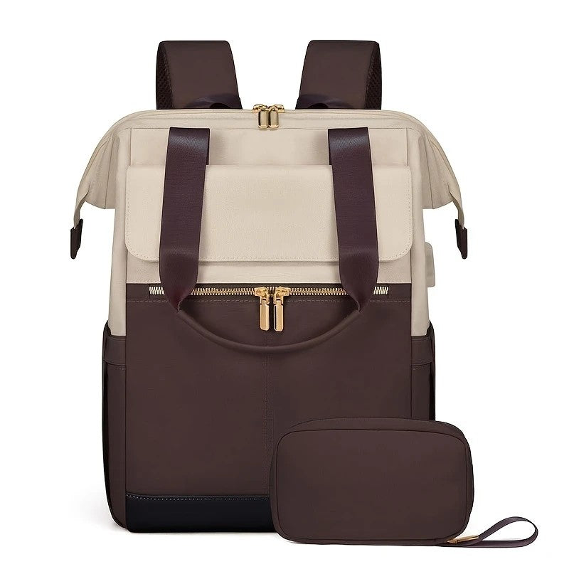 brown Korean-style Fashion Compact Backpack, Multi-functional & Large Capacity, Lightweight & Easy to Carry, Fits Daily Commute, Lunch Outings, and Short Trips.