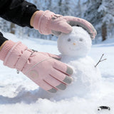 Women's Winter Thick Warm Gloves｜Windproof, Anti-Slip, Touchscreen, Suitable for Skiing, Cycling, and Electric Scooters(pink)