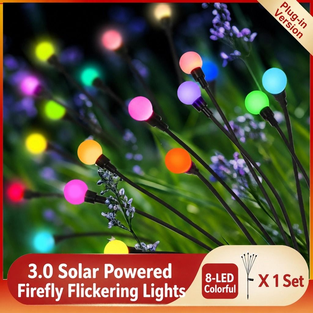 Solar Firefly Wind Light: Charges during the day, glows at night. Sways in the wind like dancing fireflies, lighting up your yard with romance./8 lamp holder [color] is always on