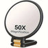 Double-sided Folding Makeup Mirror – 1X/50X Dual Magnification, 360° Rotatable and Foldable for Portability, Three Uses: Handheld, Desktop, Wall-mounted(black)