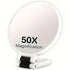 Double-sided Folding Makeup Mirror – 1X/50X Dual Magnification, 360° Rotatable and Foldable for Portability, Three Uses: Handheld, Desktop, Wall-mounted(WHITE)