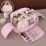 Travel Toiletry & Makeup Bag – Large Capacity Organiser Wash Bag with Compartments(PINK)