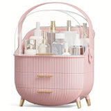 Transparent Flip-top Cosmetic Storage Box: Dustproof, Waterproof, Multi-layer Drawer Organizer, Portable Storage Essential for Desktop and Bathroom.pink