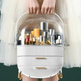 Transparent Flip-top Cosmetic Storage Box: Dustproof, Waterproof, Multi-layer Drawer Organizer, Portable Storage Essential for Desktop and Bathroom.white