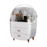 WHITE Luxury Transparent Flip-top Cosmetic Organizer, Large Capacity with Smart Compartments, Dustproof & Silent Drawers, Essential for a Neat Vanity.