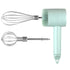 Green Wireless charging handheld mixer, 30W with three-speed settings. Dual whisk heads designed for whipping eggs, cream, and batter. Suitable for both kitchen and outdoor use, also an ideal gift.