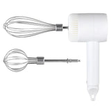 White  Wireless charging handheld mixer, 30W with three-speed settings. Dual whisk heads designed for whipping eggs, cream, and batter. Suitable for both kitchen and outdoor use, also an ideal gift.