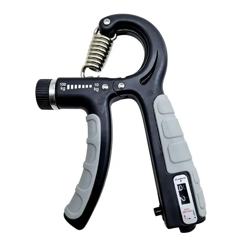 Adjustable Heavy-Duty Grip Strengthener with Counter, 10-100kg – Powerful Forearm and Wrist Builder for Complete Muscle Training & Strength Conditioning(BLACK+GREY)