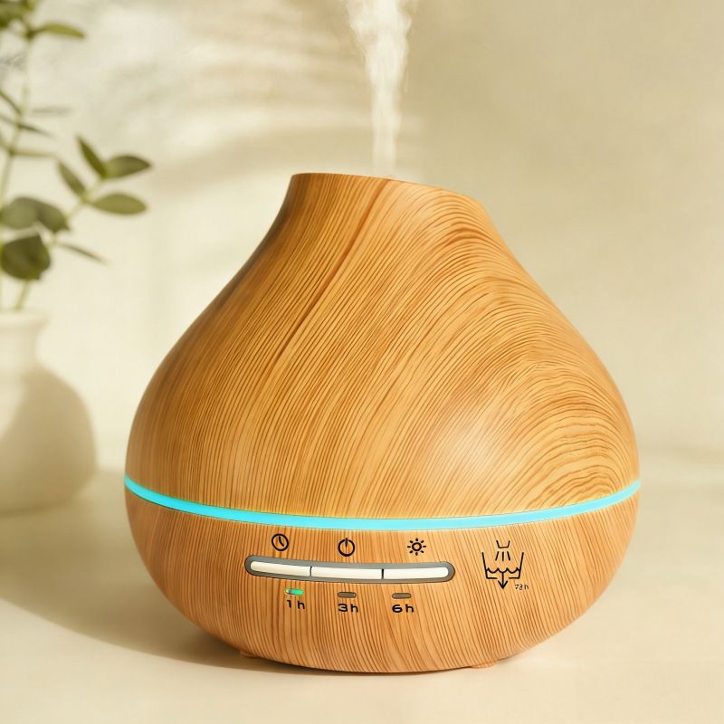 Wood Grain Aroma Humidifier, Energy-Saving Fragrance Spray, Seven-Color Ambient Light, Smart Timer, Quiet Humidification, Perfect Home SPA Companion