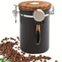1500ml 304 Stainless Steel Coffee Canister Airtight Coffee Bean Storage Jar with Wood Grain Lid and Scoop