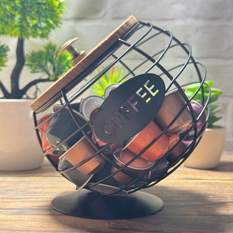 1pc Unique Coffee Capsule Basket Iron Coffee Pod Holder with Slanted Design for Home Bar and Cafe Display。black