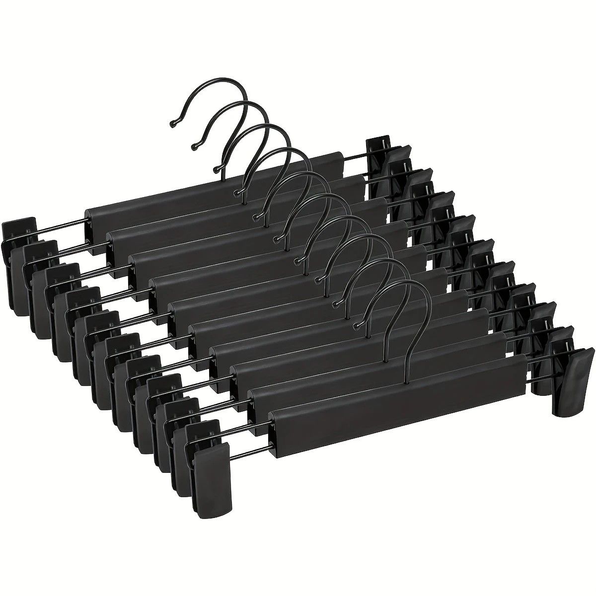 10-Pack Multi-Purpose Adjustable Pant Hangers: Thickened Non-Slip Clips, 360° Rotating Hook, Adjustable Width, Suitable for Organizing and Drying Various Clothes, Towels, and More.