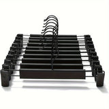 10pcs Super Anti-Slip Pants Hangers with Clips, Thickened Plastic Dual-Use Skirt/Pants Hangers, Seamless Anti-Mark Home Drying Racks, Wardrobe Organizer Essential.