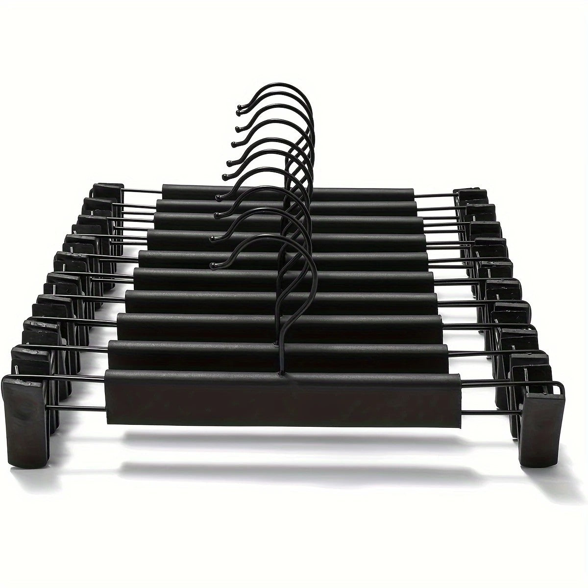 10pcs Super Anti-Slip Pants Hangers with Clips, Thickened Plastic Dual-Use Skirt/Pants Hangers, Seamless Anti-Mark Home Drying Racks, Wardrobe Organizer Essential.