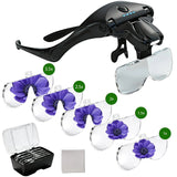 Head-mounted rechargeable magnifier, high-definition lenses with LED lighting, dual wearing modes for flexible switching, full-dimensional adjustment for precision work, lightweight, scratch-resistant, and durable, long battery life supporting repair and 